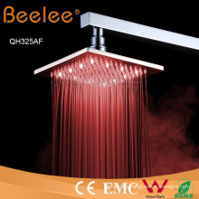 8 Inch Square Self Powered LED Brass Rainfall Shower Head